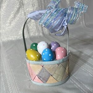 Colorful Easter Egg Basket with Ribbon